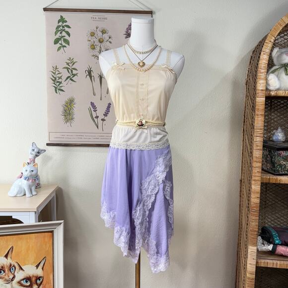 Free People Dresses & Skirts - Free People NWT Neon Nights Asymmetric Lace Slip Skirt Fairy Whimsy Romantic M